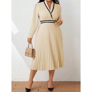 SHEIN Curve Pleated Midi Dress - Academic Chic - 0XL